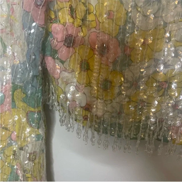 ASOS EDITION pastel floral print and sequin long sleeve top with fringe - Picture 11 of 13